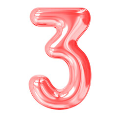 3d number 3 red balloon