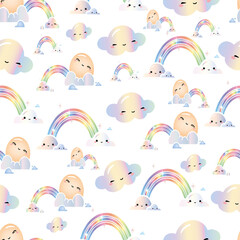 cute kawaii magical rainbow seamless pattern 