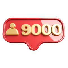 icon 3d 9000 followers number golden