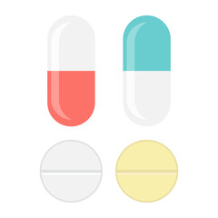 Pills flat icon isolated on white background. Vector illustration.