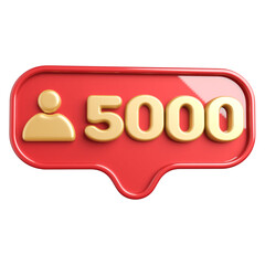 icon 3d 5000 followers number golden