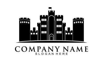 Naklejka premium Castle building illustration vector logo