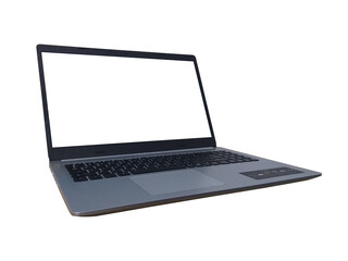 Laptop with transparent screen on transparent background.