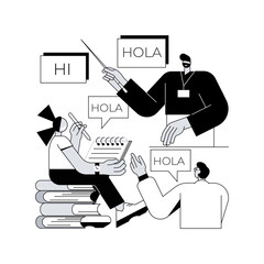 Language learning camp abstract concept vector illustration. Summer educational language program, native English speaker, improve conversational skills, training entertainment abstract metaphor.