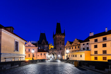 The Charles Bridge night view in Praque City