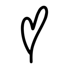 Hand drawn heart symbol love icon romantic trendy doodle art for decoration element in a glyph pictogram illustration