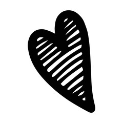 Hand drawn heart symbol love icon romantic trendy doodle art for decoration element in a glyph pictogram illustration
