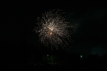 Fototapeta premium Colorful fireworks at Pullmann City, Eging am See, Bavarian forest, Bavaria, Germany