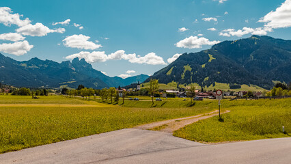Fototapeta na wymiar Beautiful alpine summer view at the famous Tannheimer Tal valley, Tannheim, Tyrol, Austria