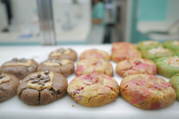 close up of sweet cookies display for sale in singapore