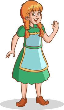 vector illustration of german girl in traditional dress