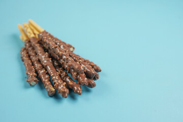 almond nut dark chocolate stick on table 