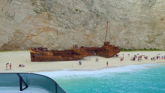 Shipwreck In Navagio Bay Zakynthos, wide view