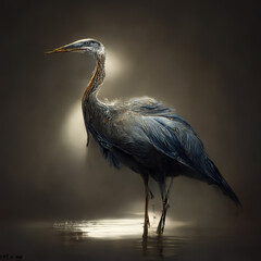 A Dramatic portrait of a Great Blue Heron.