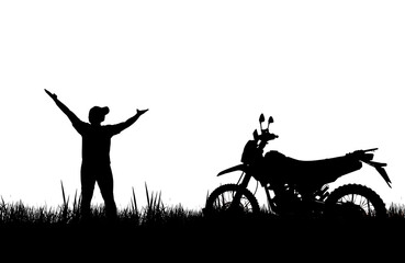 Men's silhouettes with motocross bikes. independent life concept