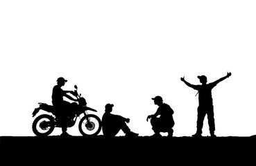 Fototapeta na wymiar Men's silhouettes with motocross bikes. independent life concept