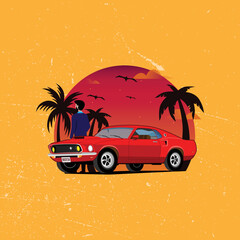 Classic Car Art Design Template