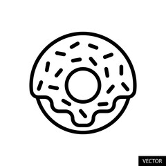 Doughnut or Donut vector icon in line style design for website design, app, UI, isolated on white background. Editable stroke. Vector illustration.
