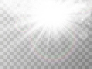 Illustration of the sun shining through the clouds. Sunlight. Cloudy vector.	