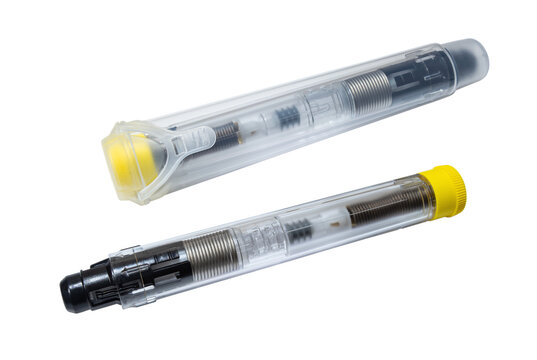 Auto injector syringes with adrenaline isolated on a white background