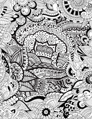 Abstract outline background. Adult coloring book page