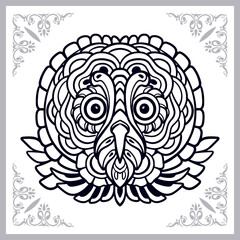 Owl head zentangle arts isolated on white background
