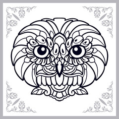 Owl head zentangle arts isolated on white background