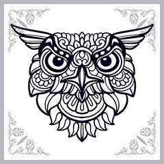 Owl head zentangle arts isolated on white background