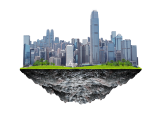 The floating island isolated transparency background.