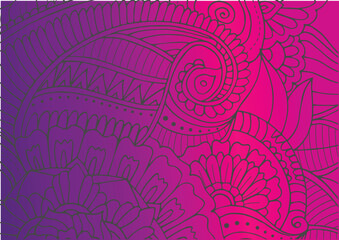 A vibrant pink Zentangle pattern with intricate linework and organic shapes, blending artistic detail with bold design elements for a dynamic visual experience.