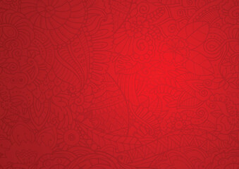 A vibrant red Zentangle pattern with intricate linework and organic shapes, combining artistic detail and bold design elements for a dynamic visual experience.