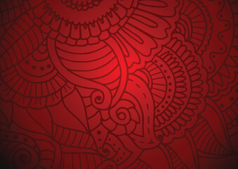 Abstract background illustration with a red Zentangle inspired pattern, featuring intricate lines and shapes, perfect for creative and artistic projects.