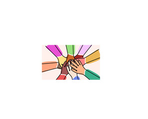 The concept of inclusion and diversity. Multiethnic hands put their hands on each other. Illustration for web, print, banner.
