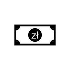 Fototapeta na wymiar Poland Currency, PLN, Polish Zloty Icon Symbol. Vector Illustration