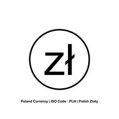 Poland Currency, PLN, Polish Zloty Icon Symbol. Vector Illustration