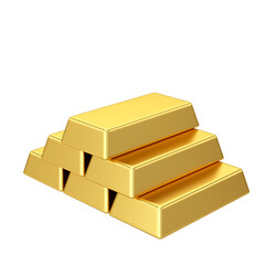 Gold bars. Gold bullion. Gold ingot. 3D element.