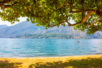 Beautiful nature of lake Como, Italy in summer, famous tourism destination