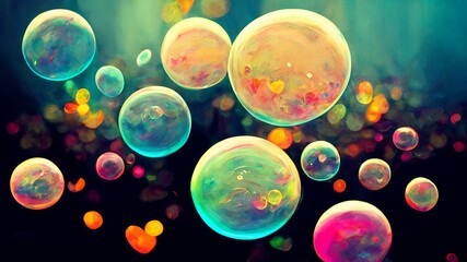 Fun liquid color background with bubbles.