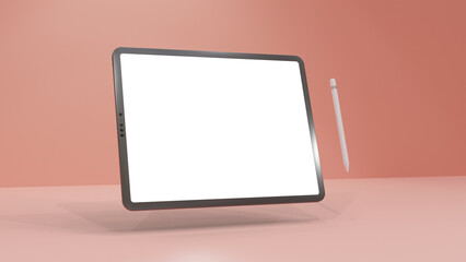 tablet mockup display screen pink theme psd blank