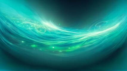 Green and blue glow energy wave. Lighting effect abstract background.