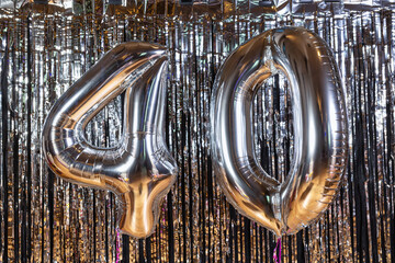 Silver party balloons 40th birthday celebration