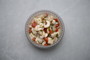 Shrimp and Fish Ceviche in Crystal Bowl