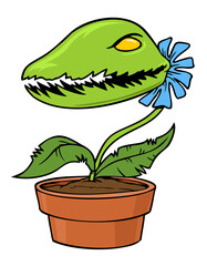 man eating potted plant
