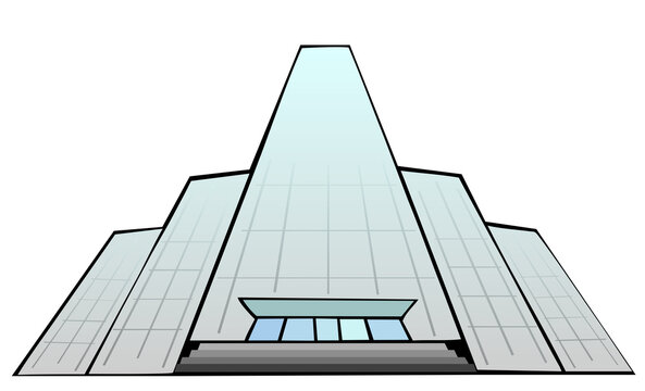 Glass fronted skyscraper, modern office building illustration
