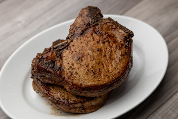Grilled pork chop with butter