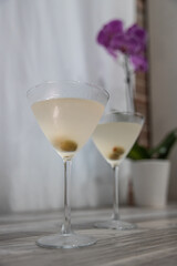 Two martini glasses