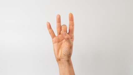 Sign language of the deaf and dumb people, number, digit 8