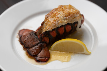 Lobster tail with lemon and butter