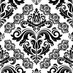 Obraz premium Classic seamless black and white pattern. Damask orient ornament. Classic vintage background. Orient ornament for fabric, wallpaper and packaging