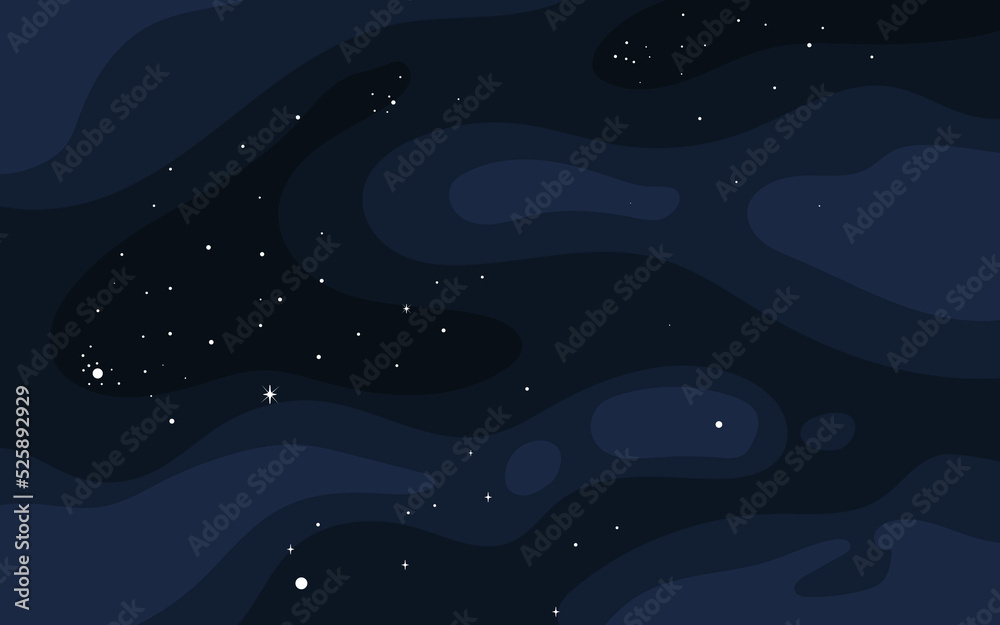 Poster vector space background . cute flat style template with stars in outer space